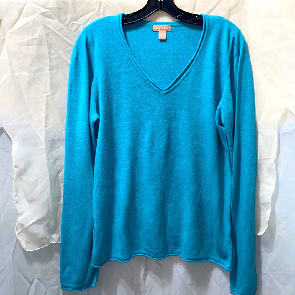 WHITE STAG BLUE ACRYLIC LNG SLV SWEATER SZ L
